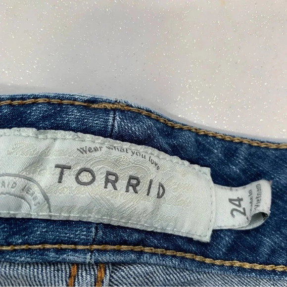 Torrid Jeans Woman Plus‎ 24  Blue Fading Straight Raw Hem Stretch Pockets Casual - Picture 6 of 11